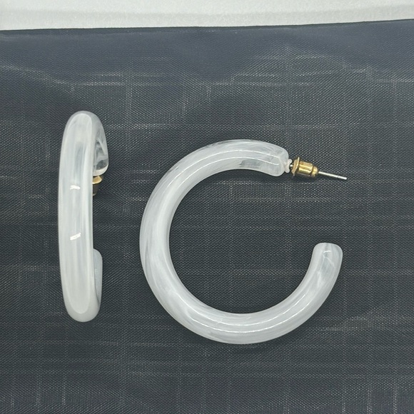 Fashion Jewelry Jewelry - Chunky White Acrylic Hoop Earrings | Lucite Resin Hoops | Statement Jewelry